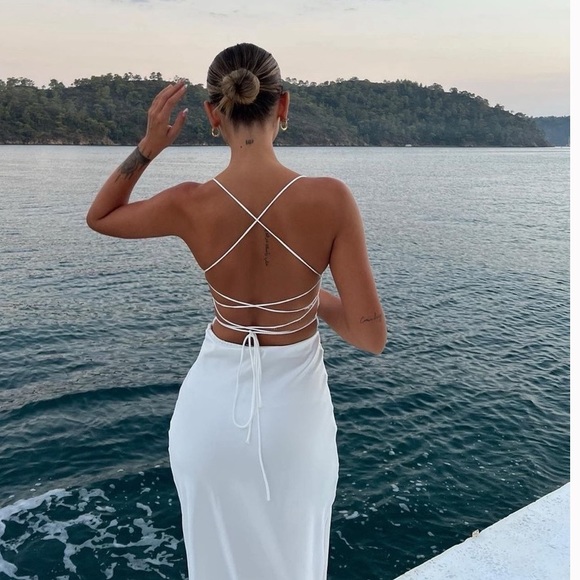 Zara White Satin Effect Sweetheart Neckline Midi Maxi Dress $89.90 - Picture 11 of 16